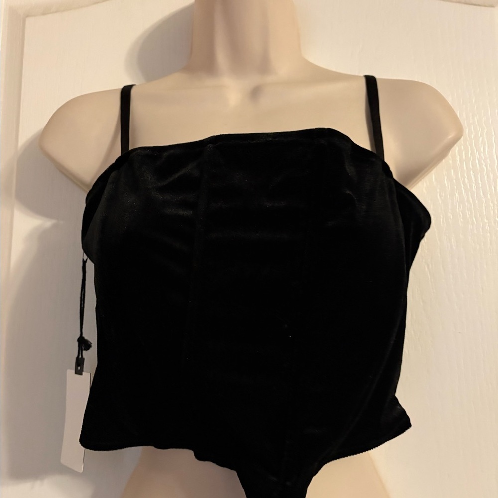 NWT Astr The Label Black Velvet Ruched Top‎ Size Small Festival Party Whimsigoth